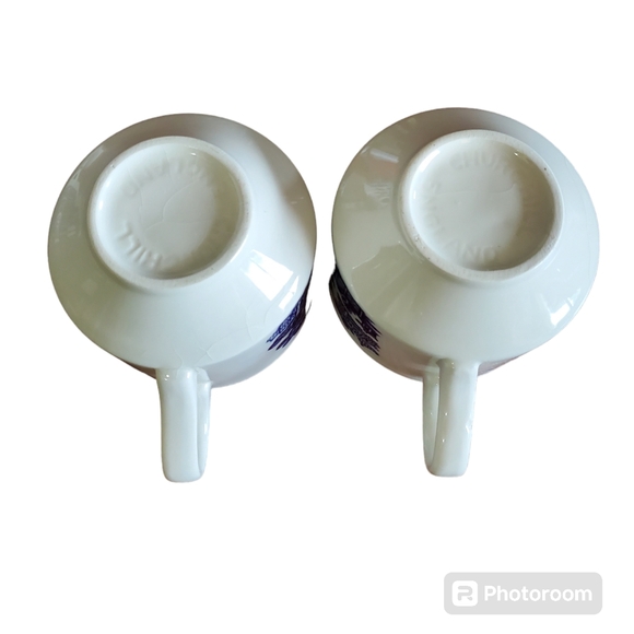 Vintage Churchill England Blue Willow Large Flat Cups ~ Set Of 4 Pre-Owned - Picture 9 of 16